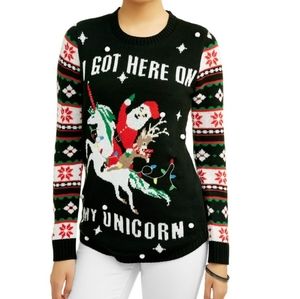 Light up unicorn Santa Christmas sweater